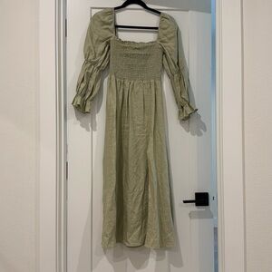 Reformation Hyland Linen Dress Dried Herbs